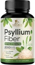 Psyllium Husk Powder Capsule 2000mg, Pillole Natural Daily Soluble & Insoluble Fiber, Psyllium Husk Fiber Supplement Supports Digestion Colon Health & Regularity, Plant Based Supplement - 60 Capsule