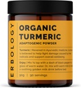 Erbology Organic Turmeric Powder 3.2 oz - 90 Serve - 5,5% Curcumina - No Additivi o Preservativi - Sostenibilmente Sourced Straight from Farm in India - Vegan - OGM-Free
