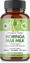 Organic Veda Moringa Max Milk Lactation Supplemento (120 capsule) - 1800mg Super Strength Organic Vegan Complex with Fenugreek, Milk Thistle, Moringa Leaf & Seeds for Breastfeeding Milk Supply