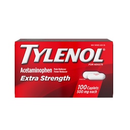 Pillole di sollievo del dolore di Tylenol Extra Forza, Capelli di Acetaminophen 500mg, Riduzione del dolore e della febbre Medicina per mal di testa, Backache, Toothache & Minor Arthritis, 100 Conte Bottiglia
