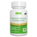 Igennus Fast Action Digestive Enzymes & Betaine HCl, 10 Broad Spectrum Enzymes with Protease, Lipase & Lactase, Papain & Bromelain, Plant-Based Vegan, Clean Label, per le donne e gli uomini, 90 Capsule