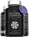 Glucosamina Condroitin MSM con Turmeric - Integratore di supporto congiunto ad alta resistenza per adulti Uomini & Donne - 90 capsule - 1500mg Glucosamine Sulfato per porzione