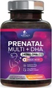 Vitamine Prenatali con Acido Folico & DHA, Supporto per lo sviluppo del cervello fetale con Folate & Omega 3's, Multivitamina Prenatale per le donne, Vitamina A, C, D, B6, B12 & Iron, Integratore di gravidanza - 240 Softgels