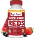 Feel Great Vitamins Superfruit Reds – Antiossidante Superfood con Polyphenols per il supporto anti-invecchiamento & Immune – Acai, Mangosteen, Pomegranate, Blueberry & Much More – 60 capsule