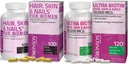 Bronson Hair, Skin & Nails con Biotin Supplemento di Vitamina Extra Strength per le Donne + Ultra Biotin 10.000 Mcg