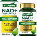 NAD+ Supplemento 2000 mg - 120 capsule True NAD+ & Resveratrol, NMN Alternative Supports Anti-invecchiamento, Cellular Energy & Repair, Metabolismo & Brain Boost for Men & Women