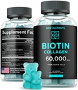 Biotin & Collagen Peptides Gummies - 50.000mcg Collagen + 10.000mcg Biotin | Hair, Skin & Nails Support for Men & Women | Hair Growth, Glowing Skin & Strong Nails | Non-GMO, Chewable, Great-Tasting