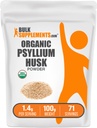 BulkSupplements.com Polvere di Husk di Psyllium Organic - Polvere di Husk di Psyllium per cuocere, supplemento di fibra - senza glutine, 1.4g per porzione, 100g (3,5 oz) (pacchetto di 1)