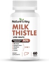 Latte chiave della natura supplemento 500mg fegato, 30:1 Extra resistenza 80% Silymarin | 5- in-1 Liver Cleanse Detox & Repair Formula con Artichoke, Glutathione, Inositol & Turmeric-60 compresse