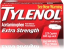 Tylenol Caplets ad alta resistenza con 500 mg di acetaminofene, Riduttore di dolore e febbre, Per mal di testa, Backache & Menstrual Pain Relief, 225 ct
