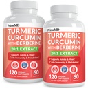 5-in-1 Integratore di curcumina erboristica organica (4210mg) con Berberina, Ceylon Cinnamon Bioperine e Integratori di zenzero per Joint, Heart, Gut, & Metabolic Support (120 ct) (Pack of 2)