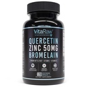 Quercetina con Bromelain 500mg Capsule, Supporta risposta immunitaria, Comfort congiunto, &amp; Benessere generale - Vitamina C, Zinc 50mg, & Vitamina D3 5000 IU - Pillole di salute dell'immunità