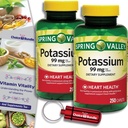 Scelta Bundle Spring Valley Potassium Heart Health Supplement Caplets 99 mg 250 CT 2 pk (500 Totale) + Guida "Vitamin Vitality" & Keychain Pill Container (4 articoli)!