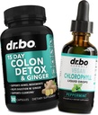Detox & Chlorophyl Liquid Drops - 15 giorni Colon Cleanse Pills with Ginger, Liquid Chlorophyll Drops Odor Body Detox Internal Deodorant - Bowel Movement Supplements Intestinal Gut Support