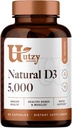 Utzy Naturals D3 5000 IU | Vitamina D Cholecalciferol | Made in USA | 3rd Party Tested | 60 Capsule