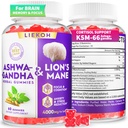 Ashwagandha Gummies - Organic Ashwagandha & Lions Mane Gummies for Adults with 4 Adaptogenic Herb for Stress, Cognitive & Immune Support| Supplementi Cortisol per donne & uomini, Berry Flavor - 60 conteggi