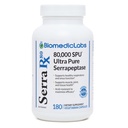 Serra-RX 80.000 SU Serrapeptase - Acid-Resstant Proteolytic Enzima sistemico, Non OGM, Gluten Free, Vegan, Supporti Sinus & Lung Health, 180 Veg Capsule