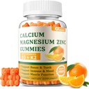 Zucchero Magnesio Zinco Gummies con Vitamina D3 & K2 - Zucchero Calcium Gummies gratuito per donne e uomini - Bone & Supporto immunitario - Non OGM, Senza glutine, Aroma arancione - 60 Gummies