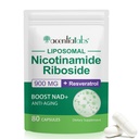NAD Nicotinamide Riboside Resveratrolo 900mg, NAD Supporto Supplemento Salute cellulare, Anti-invecchiamento, Energia, Focus - 80 capsule