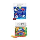 OLLY Kids Sleep Gummy, Melatonin, L Theanine, Camomilla, 60 Count and Kids Multivitamin Gummy Worms, Vitamine A C D E Bs Zinc, 70 Count