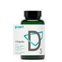 Integratore di vitamina D3 con olio di cocco organico per l'assorbimento ottimale | Funzione muscolare sana, salute di ossa, supporto immunitario, non OGM | 2500 IU, 120 Softgel - di Puori