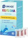 OMOGS bambini DHA Blueberry Gummies, con Lutein, Omega-3 & Vitamin C Algae DHA, per la salute degli occhi, la salute del cervello e l'immunità sana, senza glutine, Vegan, 60 Gummies.