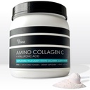 Amino Collagen C con acido ialuronico (60 Serve   16oz  456g) - Peptidi di collagene marino non OGM - Polvere idrolizzata - non aromatizzata - No Zucchero - Per pelle compatta, idratazione, giunti sani e verruca.