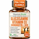 Glucosamina Condroitina con Vitamina D3 2000IU – FSA Integratori Comuni Idonei per Uomini e Donne – Salute Congiunta, Pelle Capelli, Salute e Comfort con MSM, Vit D, Bromelain & Boswellia – 120 Tab