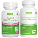 Super B12-Complex 1000mcg + Avanzato Ashwagandha KSM-66, L-teanina & Magnesio Bundle, Alto assorbimento Sublingual Vitamin B12 + Multi Action Adaptogen Complex, di Igennus
