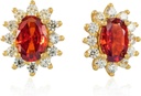 14K oro giallo placcato 925 Sterling Silver rosso Cubic Zirconia Orecchini per le donne
