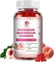 Gummie di Magnesio di potassio - Alto assorbimento Magnesio Glycinate & Potassium Citrate 200mg Plus Omega 3, B6, D3, K2 & Calcium - Gomma masticabile per l'immunità e l'energia - Peach Flavor - 60 Count