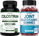 Colostrum (120 Count) Bovine Colostrum Capsule per Adulti e Glucosamina Chondroitin (60 Gummies) Integratori Comuni per Uomini e Donne con Delizioso Raspberry Flavor - Vegan Safe & Made in Italy