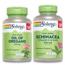 SOLARAY Olio di Oregano Softgels e Echinacea, VIT C & Zinc Immune Support Supplemento - Olio di origano e Capsule Echinacea w/Vitamin C 500mg Plus Bioflavonoidi, Vegan, Garanzia di 60 giorni, 120ct/180ct