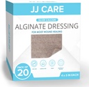 JJ CARE Silver Calcium Alginate Wound Dressing (pacchetto di 20) 4x5, Silver Alginate Wound Dressing Individualmente imballato, Altamente assorbente Bandages non aderitivo per la cura dei tessuti
