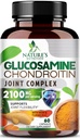 Glucosamina Chondroitin MSM 2100mg Complex - Integratore di supporto congiunto per la mobilità e il comfort congiunto per gli uomini e le donne con curcuma e boswellia, Integratori con Glucosamina a tripla resistenza - 60 Capsule