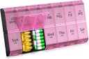 Daviky XL Large Weekly Pill Organizer 2 volte al giorno, Extra Big 7 Day Pill Box AM PM, Daily Pill Case Medicine Organizer con 14 scomparti, Day Night Container per Fish Oils, Vitamina, Supplemento