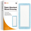 Carbou Super Absorbente Absorbent Cuscinetti 4"x 8", 10 Individual Pack, Non adesivo Absorbent Bandages per la cura dei tessuti, Vestito morbido altamente assorbente, Non Stick Gauze Pads for Wounds