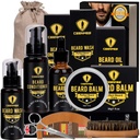 Ceenwes Aggiornato Beard Grooming Kit - Condizionatore, Olio, Spazzola, Pettine, Forbici, Borsa di stoccaggio per Beard e Mustache Trimming, Regalo perfetto per gli uomini