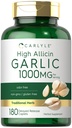 Carlyle Aglio Supplemento 1000mg | 180 Caplets | Pillole Odorless | Estratto di Allicin Alta | Vegetariano, Non OGM & Gluten Free