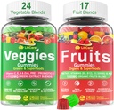 Zucchero-Free Frutta e verdura Gummies w/D3K2, B9, B12, Magnesio, 41+ Frutta e Verdura Superfood Naturali Supplemento per il supporto Digestivo & Gut, Energia, Equilibrio Nutriente, Antiossidante Non OGM 2pack
