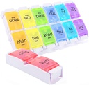 AM PM Pill Organizer 2 volte al giorno,SZREDU Pill Box 7 giorno,Removibile Daily Medicine Pill Organizer, Large Pill Case Organizer 7 giorno,Weekly Supplement Boxs and Organizer 2 volte al giorno