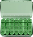 Organizzatore di pillole settimanali Odaro 4 volte al giorno, scatola di pillole giornaliere 7 giorno, grande caso di viaggio con 28 scomparti per tenere la medicina, la vitamina e il supplemento - l'oliva pieno