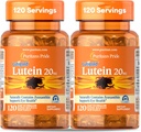 Puritan Pride Premium Lutigold Lutein Carotenoide 20mg con Zeaxanthin per gli uomini e le donne, Supplemento dietetico per il supporto per la salute degli occhi, alimentazione di 8 mesi, 120 Easy-to-Swallow Softgels, 2 Pack
