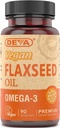 Deva Vegan Omega-3 Flaxseed Oil Supplement - 1000 MG Per Serving - Cold-Pressed & Unrefined - Fish Oil Alternative - con Omega-3 ALA - 90 capsule, 1-Pack