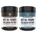 Peptidi dell'olio di MCT del cioccolato delle prestazioni della costa sinistra e del collagene, 1lb + polvere dell'olio di MCT non aromatizzata & Peptides del collagene, 1lb