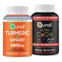 Qunol CoQ10 & Turmeric: Curcumina Turmerica, 2400mg, 105 Capsule & Ultra CoQ10 100mg, 90 Softgels
