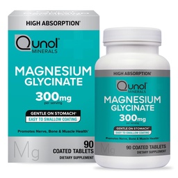 Qunol Magnesio Glycinate 300mg, 100% Glycinate Chelated Magnesium Supplement, 90ct Tablets
