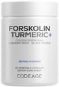 Codeage Forskolin, Pure Forskolin Coleus + Polvere di radice di curcuma organica, 95% Curcuminoids + Bioperine Black Pepper - 20% Standardized Coleus Forskohlii Supplement - Non-GMO - 90 capsule