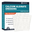 Calcium Alginate Wound Dressing Pads, 4' x 4''' Patches [10 Individual Pack], Vestito ad alta assorbenza, Prodotti per la cura del tessuto morbido, Comodi & Gentle e Cuscinetti non Stick per la cura del tessuto