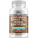 Stamiron Lions Mane Supplemento Turchia Tail Mushroom Capsule con Cordyceps Extract & Reishi Mushrooms - Alt to Mushroom Gummies, Mushroom Powder, Mushroom Coffee - 90 Count